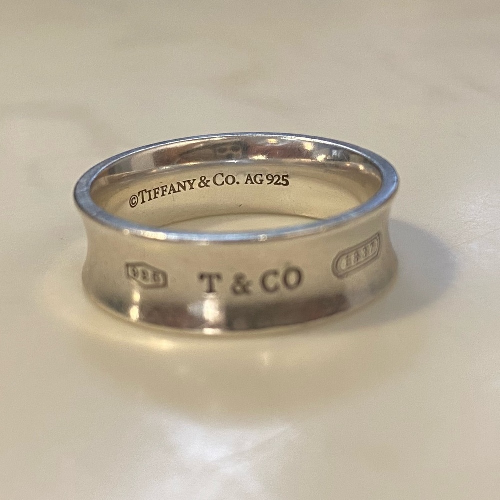 tiffany and co sterling silver & titanium 1837 ring